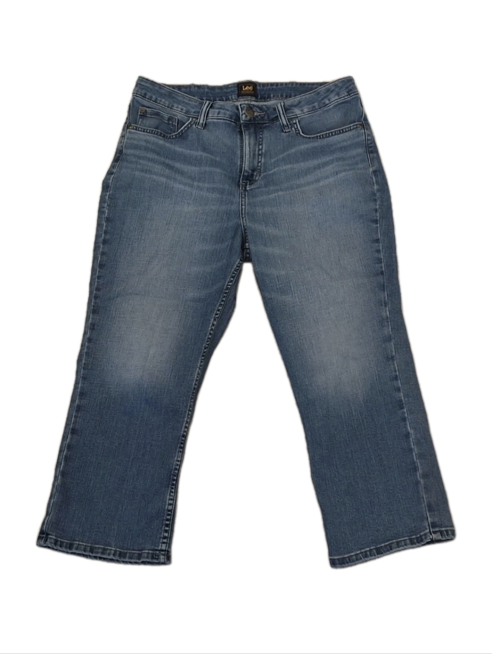 Lee Women's Jean Capris 12M Light Wash High Waist Stretch Capsule Classic Preppy